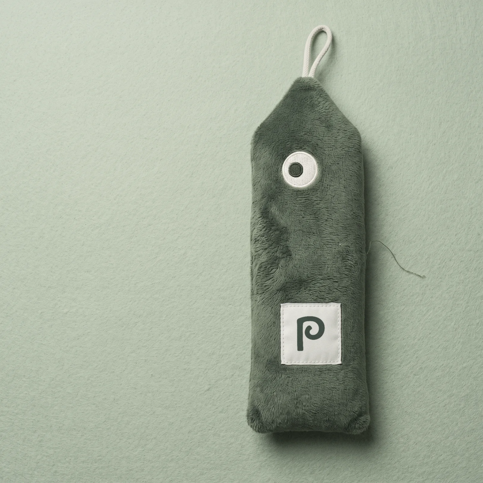 A plush picket with the P mark on its woven label