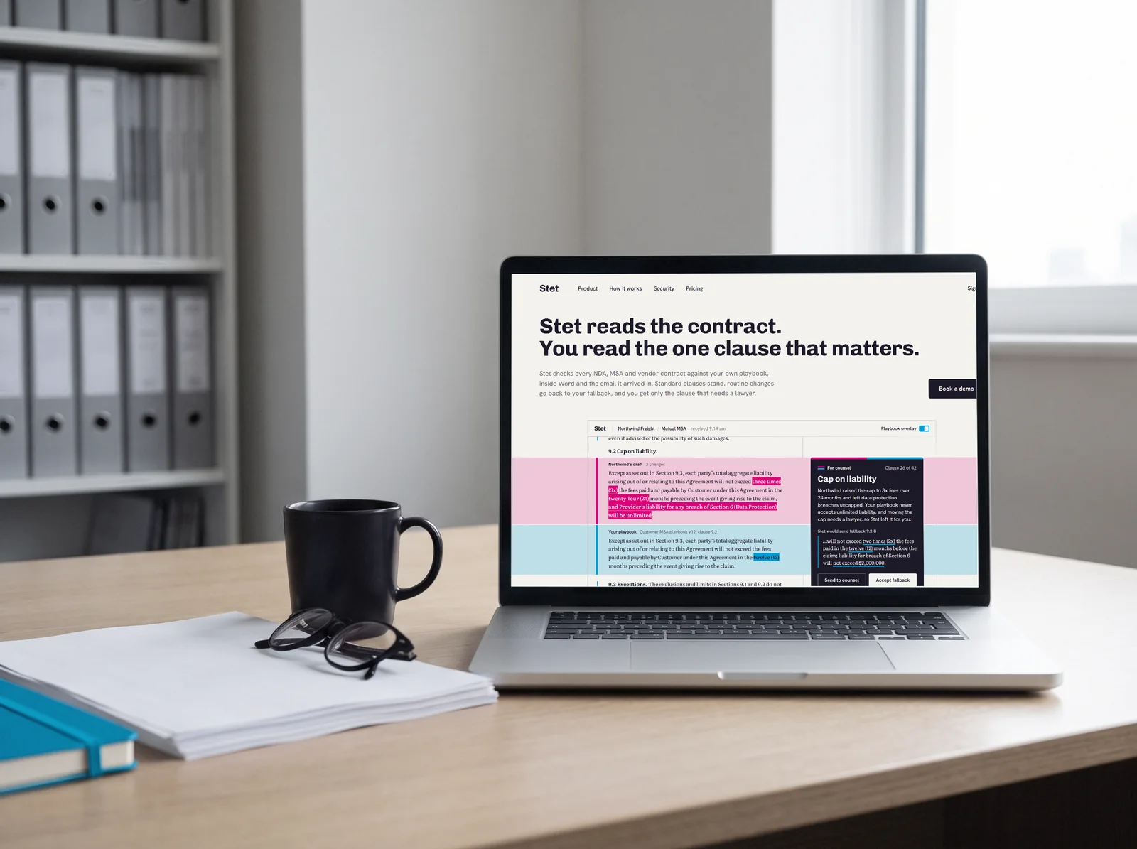 The Stet landing page on a laptop
