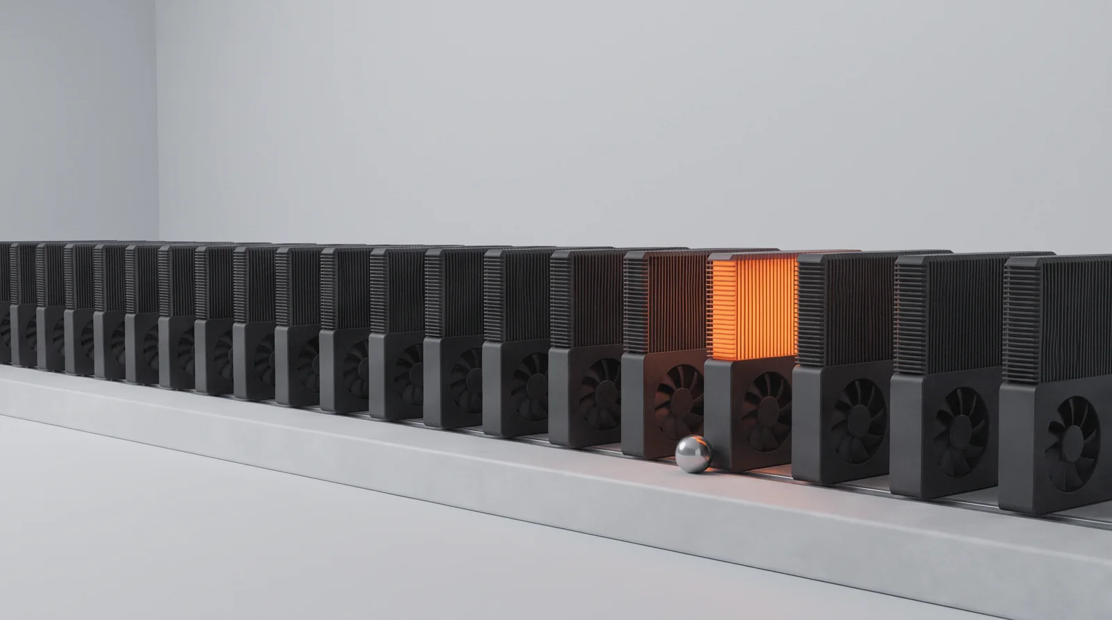Thaw key art: a row of frozen machines, one glowing hot orange